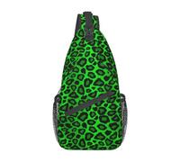 Zaino a tracolla a tracolla con stampa pelle di animale leopardo verde lime per donna Uomo Borsa a tracolla sul petto per escursionismo da viaggio, SB-122