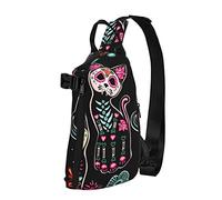 Zaino a tracolla a tracolla Day Of The Dead Cat Halloween Travel Escursionismo Chest Daypack One Strap Shoulder Bag