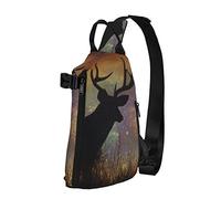 Zaino a tracolla a tracolla Deer Forest Starry Galaxy Travel Hiking Chest Daypack One Strap Shoulder Bag