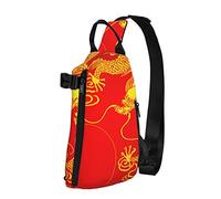 Zaino a tracolla a tracolla Dragon Gold Japan China Travel Hiking Chest Daypack One Strap Shoulder Bag