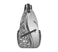 Zaino a tracolla a tracolla Glam Bling argento con glitter finti per donna Uomo Borsa a tracolla sul petto per escursionismo da viaggio