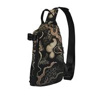 Zaino a tracolla a tracolla Twin Dragons Cina Giappone Cluture Viaggio Escursionismo Petto Zaino Borsa a tracolla con una cinghia
