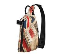 Zaino a tracolla a tracolla Vintage Guitar British Flag Travel Hiking Chest Daypack One Strap Shoulder Bag