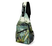 Zaino a tracolla alla moda Borsa da petto creativa Stampa di paesaggi tropicali Zaini a tracolla per uomo e donna