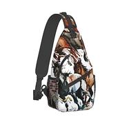 Zaino a tracolla alla moda per uomo donna, borsa a tracolla leggera a tracolla, zainetto da palestra per bici da palestra con tracolla regolabile, compatibile con cavalli selvaggi in corsa