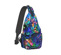 Zaino a tracolla alla moda, zainetto, blu brillante decorativo fantastici funghi art zaino a tracolla sul petto, borse tote, borse da palestra sacco zainetto zaino da esterno per uomo donna donna