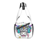 Zaino A Tracolla Animal Head With Earphones Pacchetto Frontale A Spalla Casual Cintura Regolabile Borsa A Traversa, Per Sport All'Aperto, Correre, Scuola