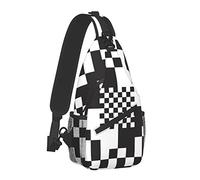 Zaino a tracolla antifurto Borsa a tracolla con motivo a scacchi per uomo Donna, resistente borsa da palestra regolabile Ciclismo Viaggi Escursionismo Zainetto