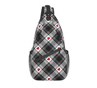 Zaino A Tracolla Black White With Hearts Zaino A Tracolla Sportivo Casual Cintura Regolabile Marsupio, Per Ciclismo, Camminare, Escursionismo