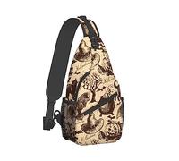 Zaino a tracolla casual con tracolla sul petto, compatibile con decorazioni di Halloween Black Cat Bat Pumpkin Skull Party Pattern Satchel Travel Bag Zaino da escursionismo per uomo/donna
