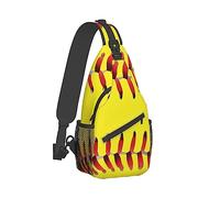 Zaino a tracolla casual per donna Zaino a tracolla con spalla sul petto, Sacco divertente da palestra, compatibile con borsa da viaggio a cartella a strisce rosse da softball giallo Zaino da escursion