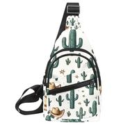 Zaino a tracolla con cappello da cowboy, cactus, stile western, borsa da viaggio, escursionismo, borsa da petto, Multicolore 02, 11.8x7x1.5in/30x18x4cm