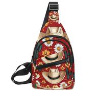 Zaino a tracolla con cappello da cowboy, cactus, stile western, borsa da viaggio, escursionismo, borsa da petto, Multicolore 16, 11.8x7x1.5in/30x18x4cm