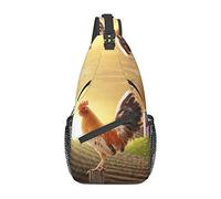 Zaino a tracolla con gallo su legno in scarpe da ballo da fattoria per donne e uomini, borsa da petto, borsa da trekking per campeggio, ciclismo, viaggi