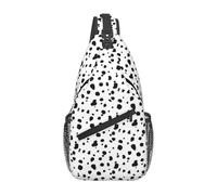 Zaino a tracolla con stampa dalmata in bianco e nero per donna e uomo, da viaggio, escursionismo, borsa a tracolla