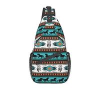 Zaino a tracolla con stampa di cavallo Navajo Cool Southwest Native American Tribal Design Borsa sul petto Borsa da palestra in stile azteco Leggero Viaggio Escursionis