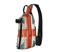 Zaino a tracolla con tracolla Bandiera dell'Inghilterra Vecchia borsa da viaggio in legno da escursionismo sul petto Borsa a tracolla con una tracolla