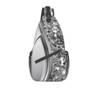 Zaino a tracolla con tracolla color argento scintillante Glam Bling per donna e uomo, borsa a tracolla sul petto per escursionismo da viaggio