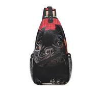 Zaino A Tracolla Cute Little Black Dog Zaino Monospalla Casual Multiuso Borse A Spalla Da Uomo, Per Viaggio, Camminare, Lavoro, Uomo