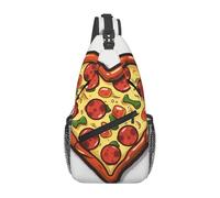 Zaino a tracolla da donna, da uomo, con neve, montagna, lupo selvatico, borsa a tracolla da viaggio, escursionismo, borsa da petto, I Love Pizza Cuore, Taglia unica