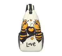 Zaino a tracolla da donna e da uomo, con scritta "Bee Love Honey Sling", da viaggio, escursionismo, con cintura, zaino da giorno
