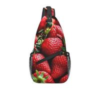 Zaino a tracolla da donna e da uomo, oceano, tropicale, pesci, corallo, borsa a tracolla da viaggio, escursionismo, borsa da petto, Fragole Fresche, Taglia unica