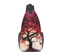 Zaino a tracolla da donna e uomo, con ape, borsa a tracolla da viaggio, escursionismo, borsa da petto, Albero d'amore, Taglia unica