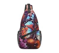 Zaino a tracolla da donna e uomo, con farfalle colorate sui fiori, borsa a tracolla da viaggio, escursionismo, borsa da petto, Farfalle colorate sui fiori, Taglia unica