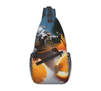 Zaino a tracolla da donna e uomo, con faro, fantasia, leggera, da viaggio, escursionismo, borsa da petto, Tartarughe che emergono dalle arance, Taglia unica