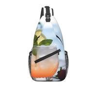 Zaino a tracolla da donna e uomo, con piume di pavoni, borsa a tracolla da viaggio, escursionismo, borsa da petto, Cocktail Estivo, Taglia unica