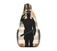 Zaino a tracolla da donna e uomo, con scritta "Thank You Soldier Saluting America Flag Sling Bag Viaggi Escursionismo Cintura Borsa da petto Zaino, Grazie, soldato saluto bandiera america, Taglia