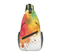 Zaino a tracolla da donna e uomo, con scritta "Thank You Soldier Saluting America Flag Sling Bag Viaggi Escursionismo Cintura Borsa da petto Zaino, Macchie di schizzi di pittura ad acquerello, Taglia