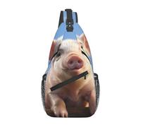 Zaino a tracolla da donna e uomo, con silhouette del cielo notturno, borsa a tracolla da viaggio, escursionismo, borsa da petto, Divertente animale carino, Taglia unica