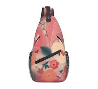 Zaino a tracolla da donna e uomo, marsupio per cielo notturno, borsa da viaggio, escursionismo, borsa da petto, Cuori e Fiori, Taglia unica