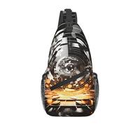 Zaino a tracolla da donna e uomo, marsupio per cielo notturno, borsa da viaggio, escursionismo, borsa da petto, Chiavi musicali a tema musicale, Taglia unica