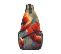 Zaino a tracolla da donna e uomo, romantico, Parigi, Eiffel, borsa a tracolla da viaggio, escursionismo, borsa da petto, Pittura a olio semplice del fiore, Taglia unica
