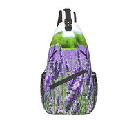 Zaino a tracolla da uomo floreale viola, borsa a tracolla da viaggio per escursionismo da giorno.