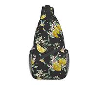 Zaino A Tracolla Dark With Tropical Lemons Zaino Monospalla Cintura Regolabile Multiuso Borsello Tracolla, Per Camminare, Escursionismo, Scuola