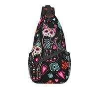 Zaino a tracolla Day of the Dead Cat, borsa a tracolla a tracolla da viaggio per escursionismo da viaggio per uomo donna