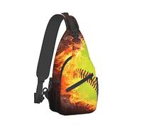 Zaino a tracolla di grande capacità, alla moda e durevole compatibile con lo zainetto della palla da baseball da softball con fiamma di fuoco, divertente sacco a tracolla con tracolla regolabile per u