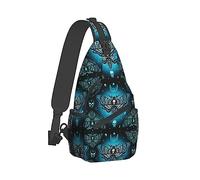 Zaino a tracolla di grande capacità, alla moda e resistente compatibile con l'occultismo Goth Moth Dead Skull Moon Daypack, Cross Body Funny Shoulder Sack con tracolla regolabile per uomini e donne in