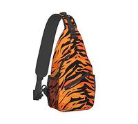 Zaino a tracolla di grande capacità, alla moda e resistente compatibile con zainetto con stampa animalier a strisce di tigre, divertente borsa a tracolla con tracolla regolabile per uomini e donne in