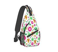 Zaino a tracolla di grande capacità, compatibile con Alien Donut Pot Leaf Weedleaf Pizza White Daypack, Cross Body Funny Shoulder Sack con tracolla regolabile per uomini e donne in viaggio