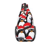 Zaino a tracolla leggero con stampa di pinguini natalizi, da uomo e da donna