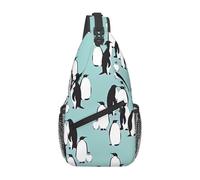 Zaino a tracolla leggero con stampa di pinguini, unisex, con tracolla diagonale