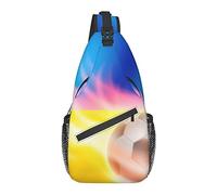 Zaino a tracolla, per calcio in fiamme bandiera dell'Ucraina, borsa a tracolla multiuso da viaggio, escursionismo, zaino antifurto