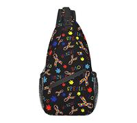 Zaino a Tracolla, per Consapevolezza dell'Autismo Amore Speciale Nero, Borsa a Tracolla Multiuso Borsa da Viaggio Escursionismo Zaino Antifurto