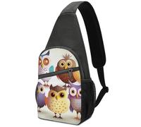 Zaino a tracolla per donne e uomini, borsa a tracolla da viaggio con gufi e uccelli, borsa a tracolla per escursionismo, Uccelli Gufi, Taglia unica