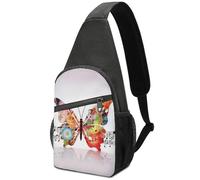 Zaino a tracolla per donne e uomini, borsa a tracolla da viaggio con gufi e uccelli, borsa a tracolla per escursionismo, Farfalla musicale, Taglia unica