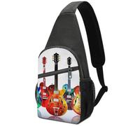 Zaino a tracolla per donne e uomini, borsa a tracolla da viaggio con gufi e uccelli, borsa a tracolla per escursionismo, Chitarre, Taglia unica